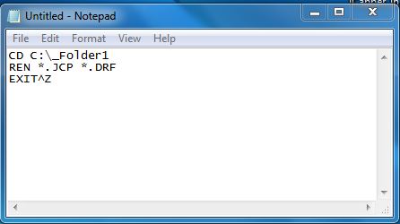 Notepad with DOS REN Command