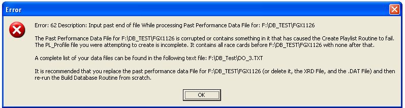 Corrupt File Encountered During DB Build Screenshot