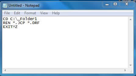 Notepad with DOS REN Command
