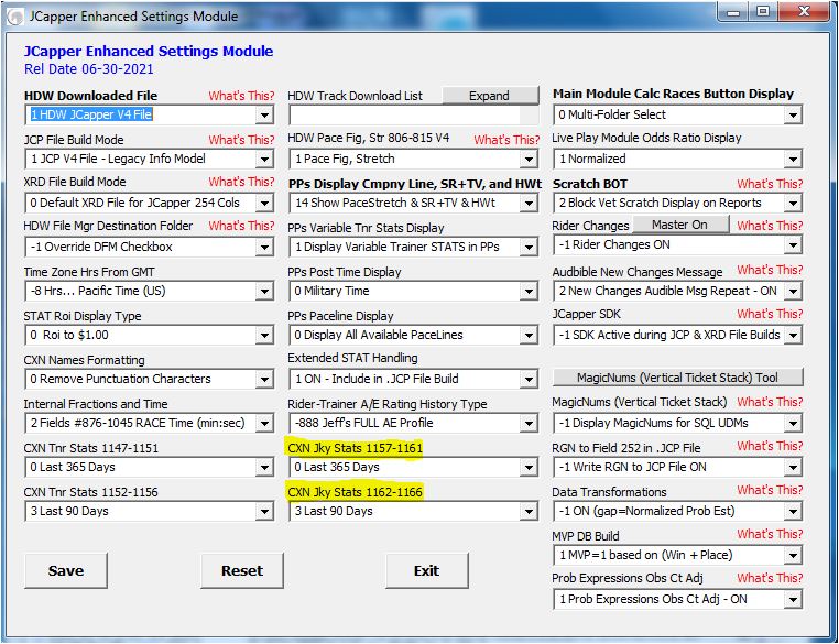 Enhanced Settings Module - Rider Stats